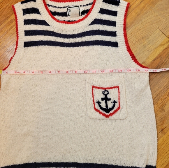 Keneth Too! Nautical Striped Sleeveless Sweater Size  L - Picture 11 of 14